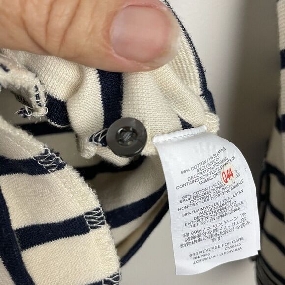 J Crew V-neck Varsity Sweater Cardigan Women's Med Navy White Stripe Nautical - Picture 10 of 12